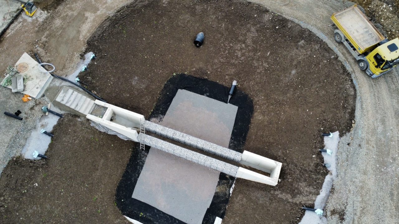 Retentionsbodenfilter mit NeiG QUADRO Gabionen